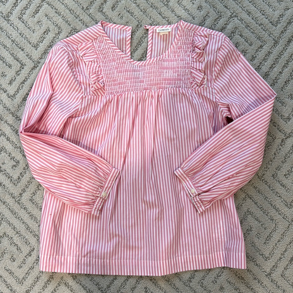 Crew Cut Shirt pink striped top by J Crew-size 14